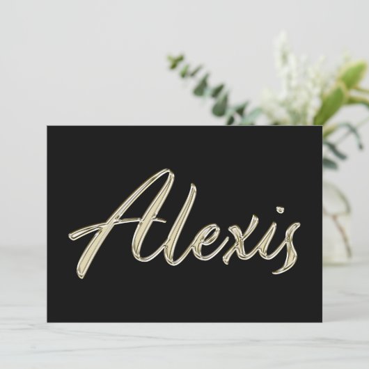 Alexis Name white gold Handwriting Karte カード (スタンド正面)