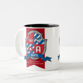Alfie crest dog red blue name意味A mug ツートーンマグカップ (正面左)
