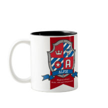 Alfie crest dog red blue name意味A mug