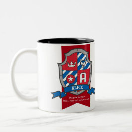 Alfie crest dog red blue name意味A mug ツートーンマグカップ