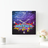 Alfie inグラフィティレタリング スクエア壁時計 (ホーム)