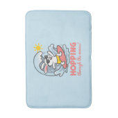 Alfombrilla de baño con conejito surfero kawaii バスマット (正面縦)