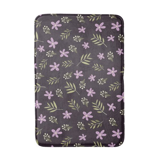 Alfombrilla de baño Violetas y flores silvestres バスマット (正面縦)