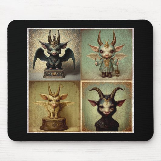 Alfombrilla negra para ratón ordenador Baphomet. マウスパッド (正面)