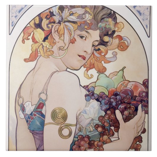 Alfons Maria Mucha , “ Fruit ” タイル (正面)