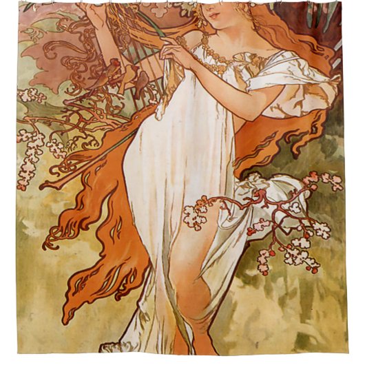 Alfons Mucha - 1896 - Spring シャワーカーテン (正面)