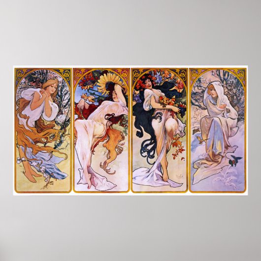 Alfons Mucha ~ The four seasons Poster ポスター (正面)