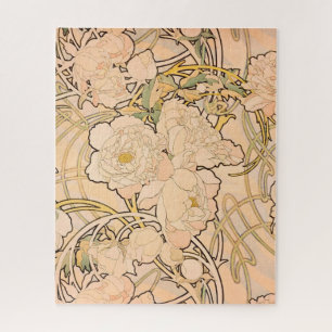 Alfonse Mucha Art Nouveau Peonies ジグソーパズル