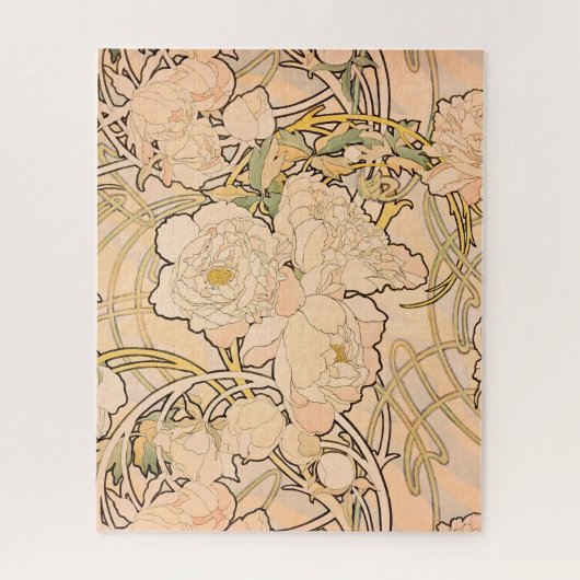 Alfonse Mucha Art Nouveau Peonies ジグソーパズル (縦)