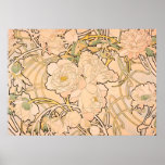 Alfonse Mucha Art Nouveau Peonies ポスター<br><div class="desc">This floral pattern is based on Alfonse Mucha Peonies,  a watercolor painting pattern from art nouveau artist Alfonse Mucha.</div>