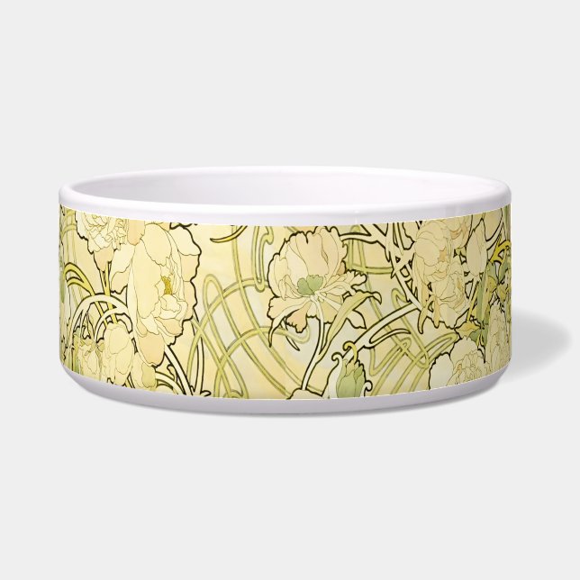 Alfonse Mucha Art Nouveau Peonies Botanical Art ボウル (正面)