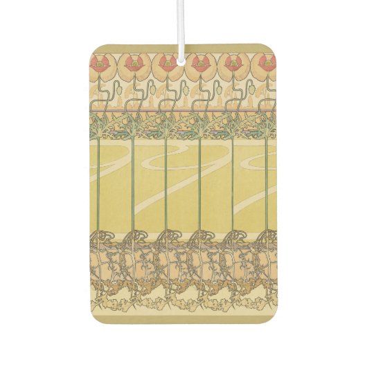 Alfonse Mucha Poppies Art Nouveau Floral Wallpaper カーエアーフレッシュナー (正面)