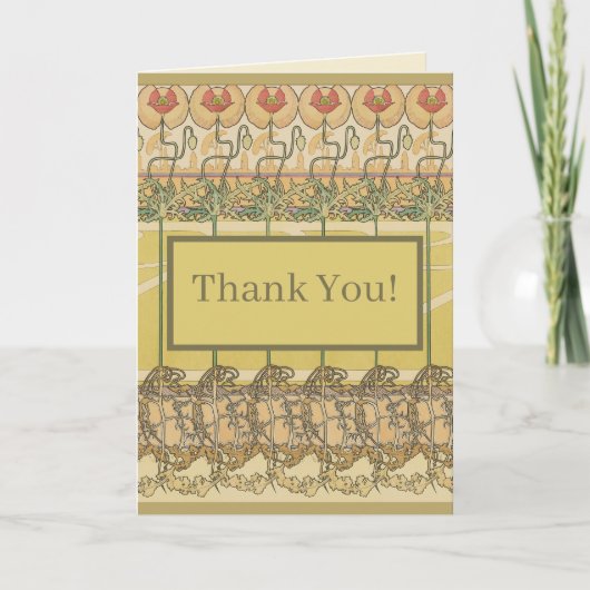 Alfonse Mucha Poppies Art Nouveau Floral Wallpaper カード (正面)