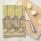 Alfonse Mucha Poppies Art Nouveau Floral Wallpaper キッチンタオル (四つ折り)