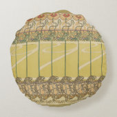 Alfonse Mucha Poppies Art Nouveau Floral Wallpaper ラウンドクッション (裏面)