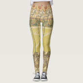 Alfonse Mucha Poppies Art Nouveau Floral Wallpaper レギンス (正面)
