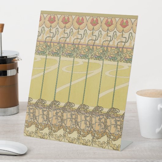 Alfonse Mucha Poppies Art Nouveau Floral Wallpaper 台座サイン (インサイチュ)