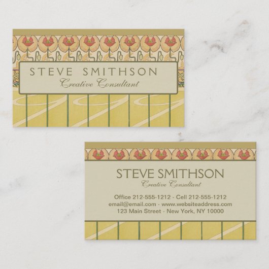 Alfonse Mucha Poppies Art Nouveau Floral Wallpaper 名刺 (正面/裏面)