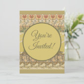 Alfonse Mucha Poppies Art Nouveau Floral Wallpaper 招待状 (スタンド正面)