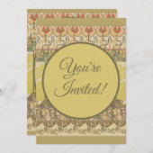 Alfonse Mucha Poppies Art Nouveau Floral Wallpaper 招待状 (正面/裏面)