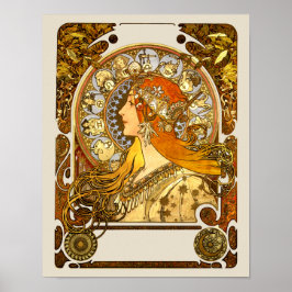 Alfonse Mucha Zodiac Art Nouveau Woman ポスター