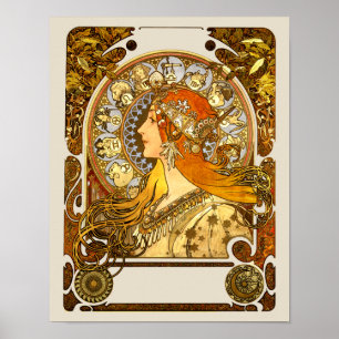 Alfonse Mucha Zodiac Art Nouveau Woman ポスター