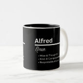 Alfred Boy Name Definition Personalized Mug ツートーンマグカップ (正面右)