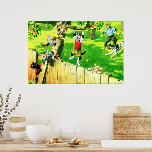 Alfred Mainzer cats登山とリンゴの木 ポスター (キッチン)