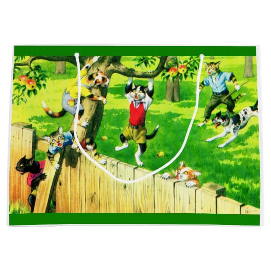 Alfred Mainzer cats登山とリンゴの木 ラージペーパーバッグ (正面)