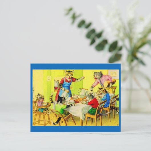 Alfred Mainzer cats Dinner Disaster ポストカード (スタンド正面)
