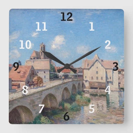 Alfred Sisleyのアートワーク – Le Pont de Moret スクエア壁時計 (正面)