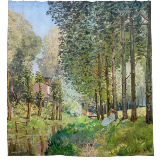 Alfred Sisley – ストリーム沿いの休憩 シャワーカーテン (正面)
