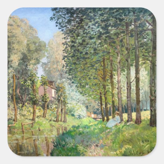Alfred Sisley – ストリーム沿いの休憩 スクエアシール (正面)