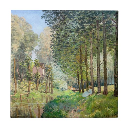 Alfred Sisley – ストリーム沿いの休憩 タイル (正面)