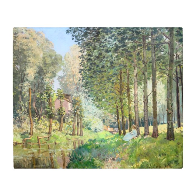 Alfred Sisley – ストリーム沿いの休憩 メタルプリント (正面)
