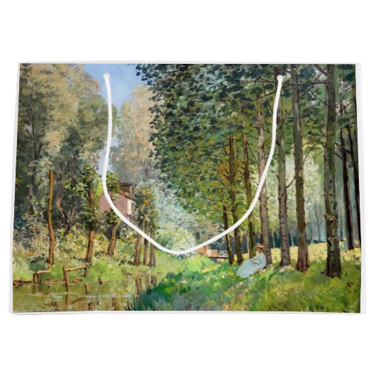 Alfred Sisley – ストリーム沿いの休憩 ラージペーパーバッグ (正面)