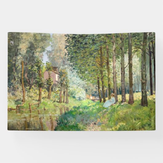 Alfred Sisley – ストリーム沿いの休憩 横断幕 (横)