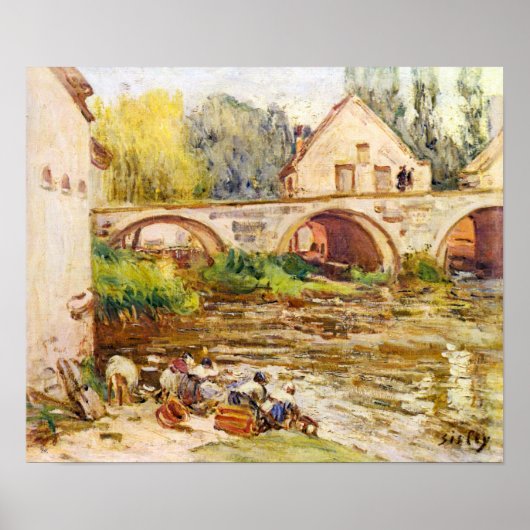 Alfred Sisley – モレットの洗濯物 ポスター (正面)