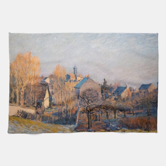 Alfred Sisley -霜の降りた Morning in Louveciennes キッチンタオル (横)