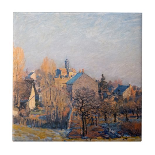 Alfred Sisley -霜の降りた Morning in Louveciennes タイル (正面)