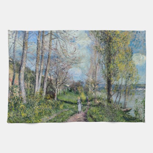Alfred Sisley - Banks of the Seine at By キッチンタオル (横)