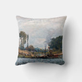 Alfred Sisley - Boats at the Lock at Bougival クッション (裏面)