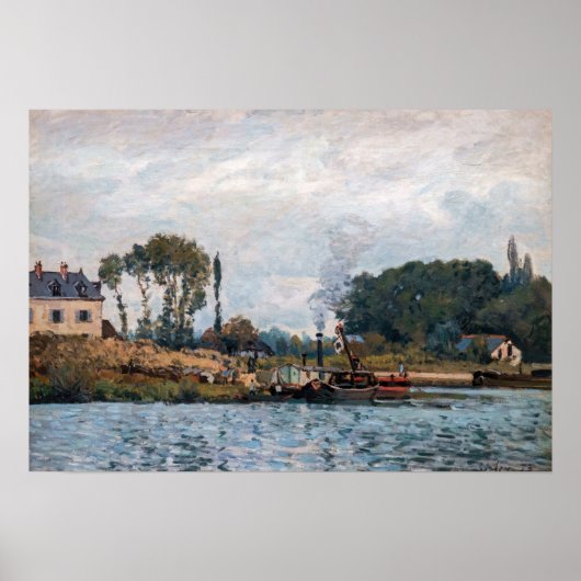 Alfred Sisley - Boats at the Lock at Bougival ポスター (正面)