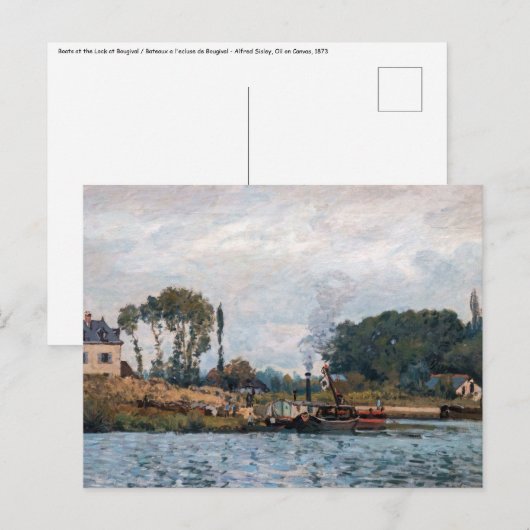 Alfred Sisley - Boats at the Lock at Bougival ポストカード (正面/裏面)
