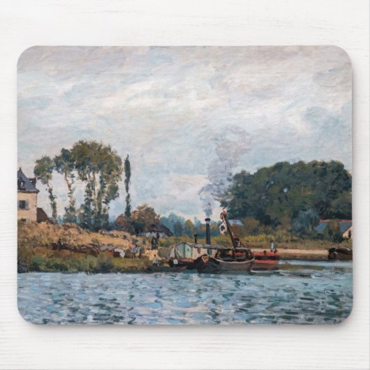 Alfred Sisley - Boats at the Lock at Bougival マウスパッド (正面)