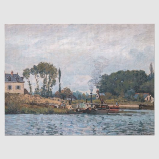 Alfred Sisley - Boats at the Lock at Bougival 薄葉紙 (正面)