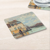 Alfred Sisley - Flood at Port-Marly 1872 スクエアペーパーコースター (アングル)