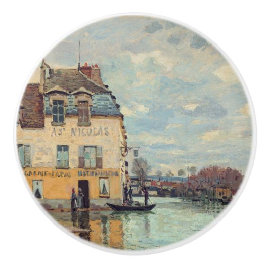 Alfred Sisley - Flood at Port-Marly 1872 セラミックノブ (正面)