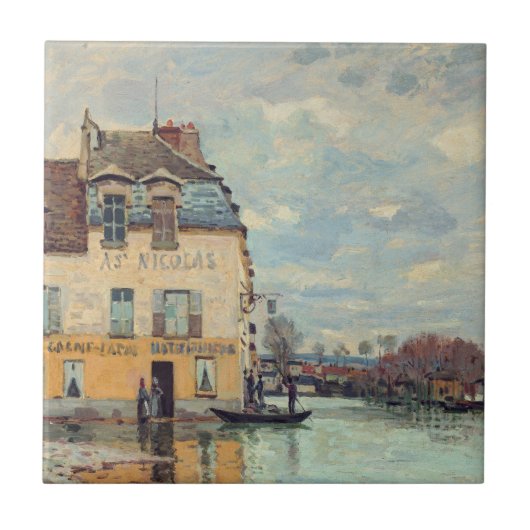 Alfred Sisley - Flood at Port-Marly 1872 タイル (正面)
