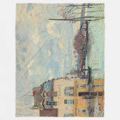 Alfred Sisley - Flood at Port-Marly 1872 フリースブランケット (正面)